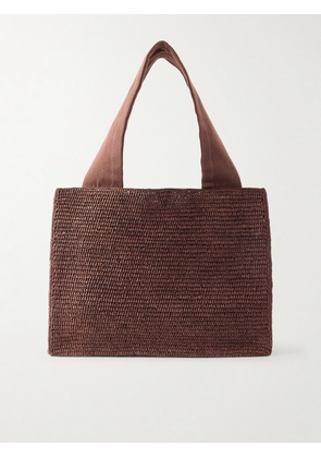 The Row - Loretta Leather- And Webbing-trimmed Raffia Tote - Brown - One size