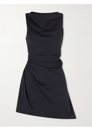 STAUD - Callie Gathered Cotton-blend Poplin Mini Dress - Black - US00,US0,US2,US4,US6,US8,US10,US12,US14