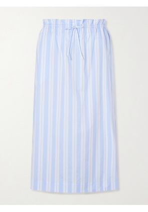STAUD - Shore Striped Cotton-blend Poplin Midi Skirt - Blue - x small,small,medium,large,x large