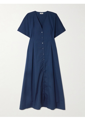 STAUD - Elle Cotton-blend Midi Dress - Blue - x small,small,medium,large,x large