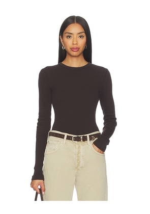 Citizens of Humanity Pilar Waffle Crewneck Top in Chocolate. Size M. Also in XS, S, L.