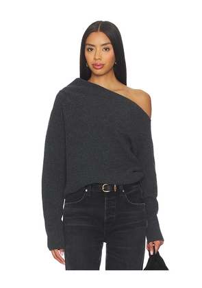 Brochu Walker Hart Off Shoulder Pullover in Charcoal. Size S. Also in XS, M.