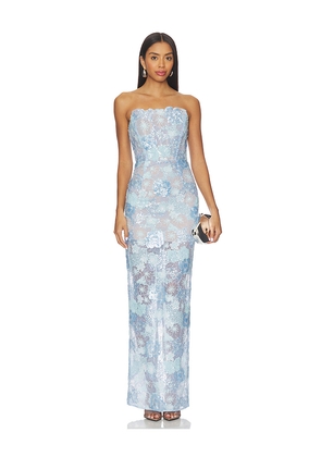 Bronx and Banco Farah Ocean Blue Sequin Maxi Dress in Blue. Size M. Also in L, XL.