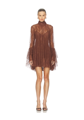 Camila Coelho Norma Mini Dress in Chocolate. Size M. Also in XXS, XS, S, L.