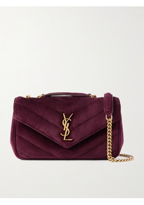 SAINT LAURENT - Loulou Quilted Suede Shoulder Bag - Burgundy - One size