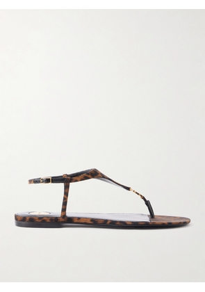 SAINT LAURENT - Cassandra Logo-embellished Leopard-print Canvas Sandals - Animal print - EU 36,EU 37,EU 38,EU 39,EU 40,EU 41
