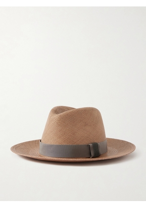 Brunello Cucinelli - Embellished Grosgrain-trimmed Straw Hat - Brown - XS,S,M,L,XL