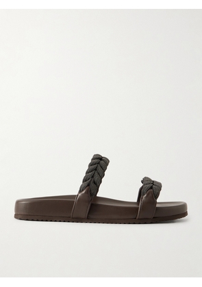 Brunello Cucinelli - Bead-embellished Leather Sandals - Brown - IT36,IT36.5,IT37,IT37.5,IT38,IT38.5,IT39,IT39.5,IT40,IT40.5,IT41
