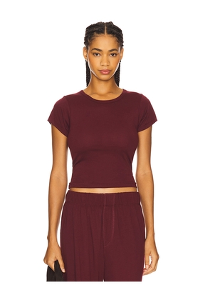 Eterne Short Sleeve Cotton Modal Baby Tee in Wine. Size XL. Also in XS.