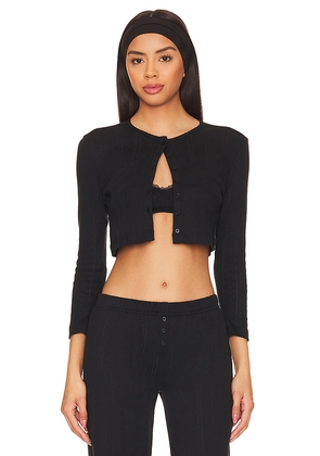 Cou Cou Intimates The Cropped Cardi in Black. Size M. Also in S, XS, L, XL.