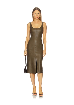Commando Faux Leather Midi Tank Dress in Army. Size M. Also in L, S, XL, XS.