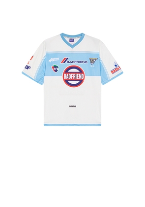Badfriend Soccer Jersey in White. Size M. Also in S, L.