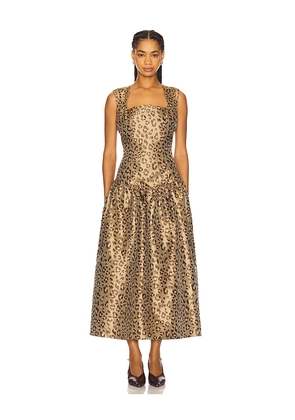 ELLIATT Delara Midi Dress in Brown. Size M. Also in L, S, XS.