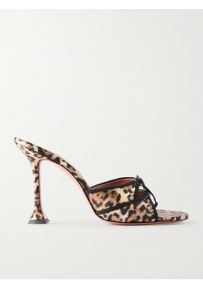 Amina Muaddi - Eleonora Bow-detailed Leopard-print Satin Mules - Animal print - IT35,IT36,IT36.5,IT37,IT37.5,IT38,IT38.5,IT39,IT39.5,IT40,IT40.5,IT41,IT41.5,IT42