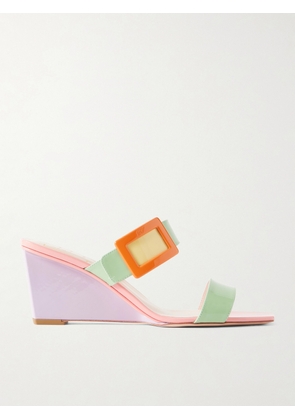 Roger Vivier - Belle Vivier 60 Buckled Patent-leather Wedge Sandals - Multi - IT36,IT36.5,IT37,IT37.5,IT38,IT38.5,IT39,IT39.5,IT40,IT40.5,IT41,IT41.5,IT42