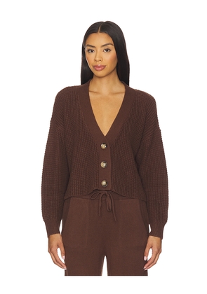 eberjey Recycled Sweater Cropped Cardigan in Chocolate. Size M. Also in XS, S, L, XL.