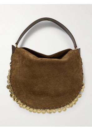 Isabel Marant - Oskan Soft Embellished Leather-trimmed Suede Shoulder Bag - Brown - One size