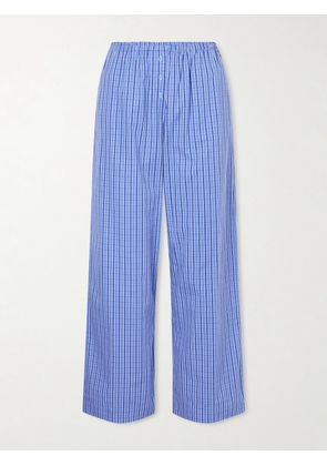 Faithfull - Paloma Checked Cotton-poplin Straight-leg Pants - Blue - x small,small,medium,large,x large,xx large
