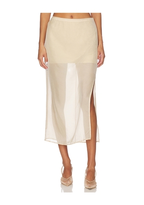 EAVES Osk Midi Skirt in Beige. Size M. Also in XXS, S, XL.