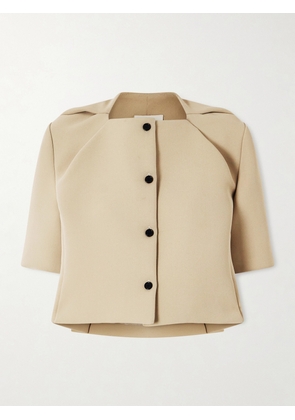 KHAITE - Franc Cropped Crepe Jacket - Neutrals - US0,US2,US4,US6,US8,US10