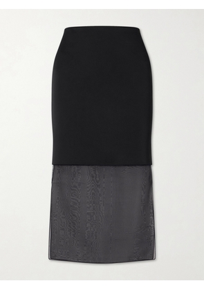 KHAITE - Sybil Layered Frayed Satin-crepe And Organza Midi Skirt - Black - US0,US2,US4,US6,US8,US10,US12