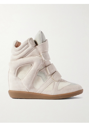 Isabel Marant - Bekett Leather-trimmed Suede High-top Wedge Sneakers - Neutrals - FR36,FR37,FR38,FR39,FR40,FR41