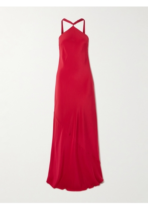 Cult Gaia - Pheobe Fringed Silk-chiffon Halterneck Maxi Dress - Red - US0,US2,US4,US6,US8