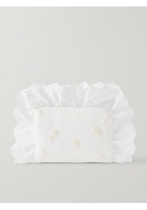 Simone Rocha - Pillowcase Broderie Anglaise-trimmed Embellished Embroidered Twill Clutch - White - One size