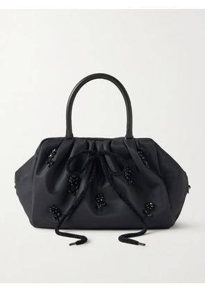 Simone Rocha - Leather-trimmed Embellished Shell Tote - Black - One size