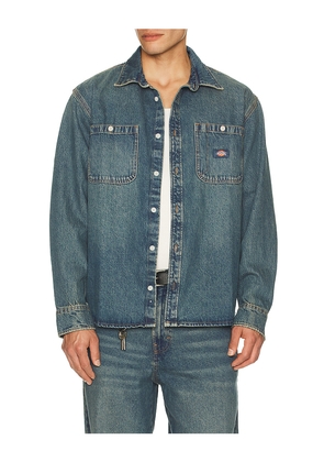 Dickies Mechanic Long Sleeve Denim Shirt in Blue. Size M. Also in L, XL/1X.