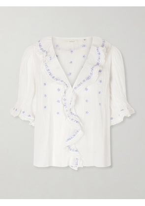 DÔEN - Hettie Lace-trimmed Embroidered Organic Cotton-voile Blouse - White - xx small,x small,small,medium,large,x large,xx large