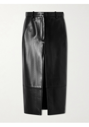 KHAITE - Anden Paneled Leather Midi Skirt - Black - US0,US2,US4,US6,US8