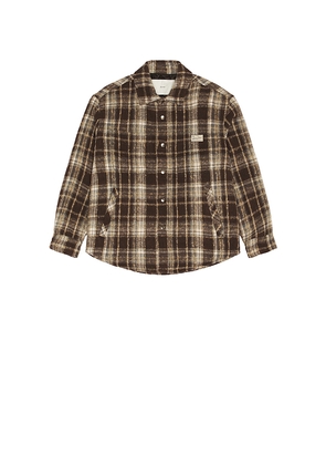 Dunst Quilted Check Flannel Shirt in Brown. Size M. Also in S, L.