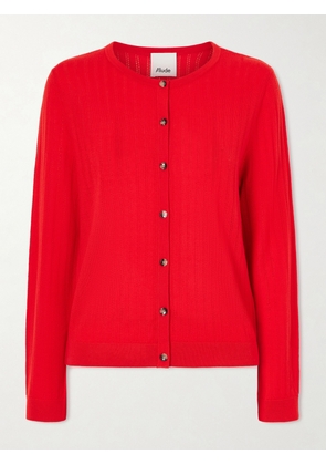 Allude - Pointelle-knit Virgin Wool Cardigan - Red - x small,small,medium,large,x large