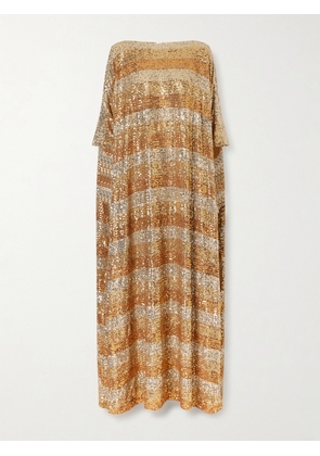 Dima Ayad - Striped Sequined Crepe Kaftan - Metallic - XS/S,M/L,XL/XXL