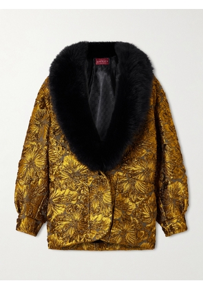 Gucci - Shearling-trimmed Cloqué Jacket - Gold - IT40