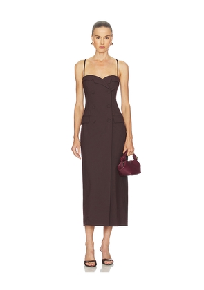 Camila Coelho Noeme Midi Dress in Burgundy. Size M. Also in XXS, XS, S, L, XL.