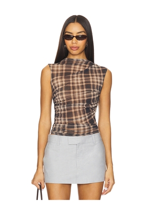 Enza Costa Mesh Sleeveless Twist Top in Grey. Size M. Also in L, S, XL, XS.