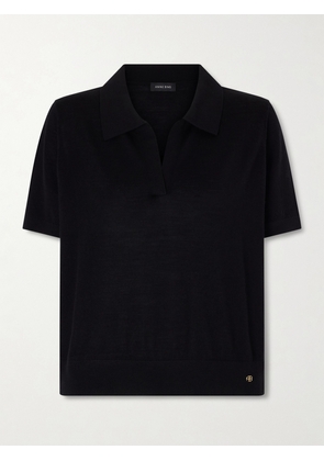 Anine Bing - Merino Wool And Cashmere-blend Polo Shirt - Black - x small,small,medium,large