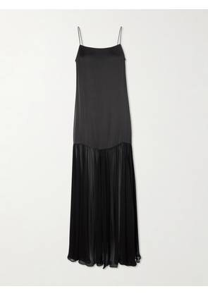Anine Bing - Clementine Pleated Silk-blend And Chiffon Maxi Dress - Black - x small,small,medium,large