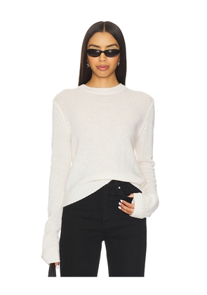 Enza Costa Easy Long Sleeve Crew Sweater in White. Size M. Also in L, S, XS.
