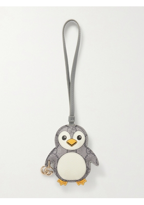 Gucci - Embellished Leather-trimmed Printed Coated-canvas Bag Charm - Gray - One size