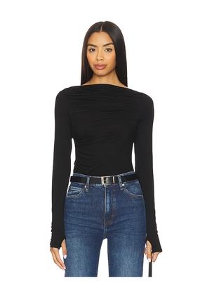 Enza Costa Draped Boatneck Top in Black. Size M. Also in S, XS.