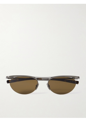 SAINT LAURENT EYEWEAR - Oval-frame Silver-tone Sunglasses - One size