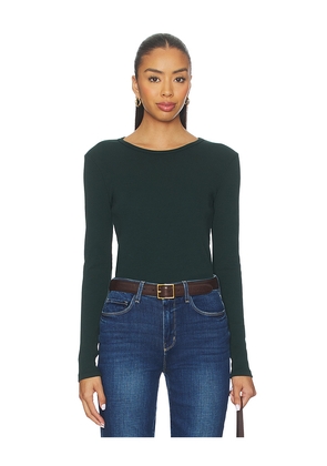 Bobi Crewneck Long Sleeve Tee in Dark Green. Size M. Also in XS, S.