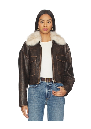 BLANKNYC Cropped Bomber in Brown. Size M. Also in L, S, XS.