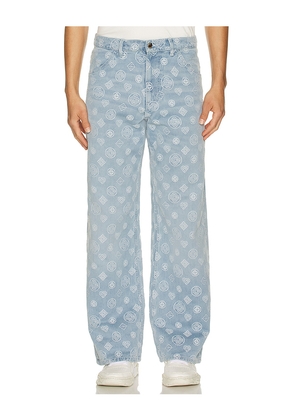 Casablanca Relaxed Fit Monogram Jeans in Blue. Size 34. Also in 30, 36.