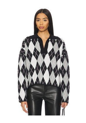 ALL THE WAYS Sara Argyle Sweater in Black. Size L. Also in M, S, XS.