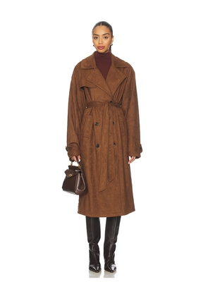 ALL THE WAYS Milana Faux Suede Coat in Brown. Size M. Also in L, S, XL.