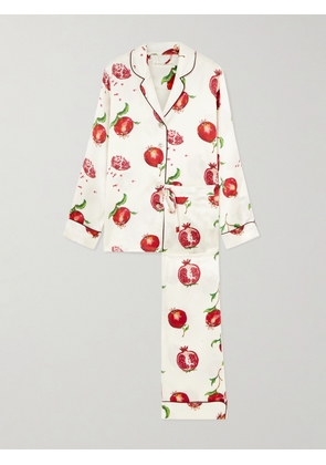 Olivia von Halle - Lila Printed Silk-satin Pajama Set - White - x small,small,medium,large,x large